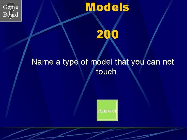 Game Board Models 200 Name a type of model that you can not touch.