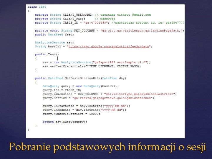 Pobranie podstawowych informacji o sesji 