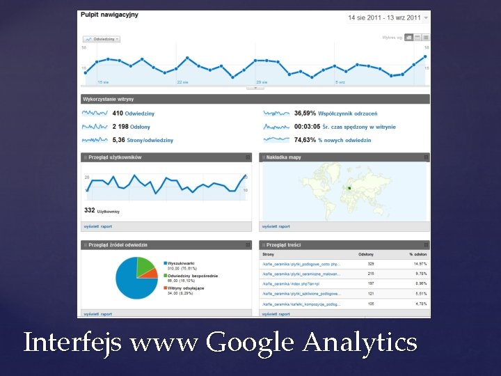 Interfejs www Google Analytics 