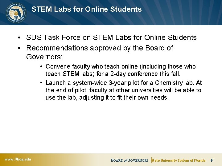 STEM Labs for Online Students • SUS Task Force on STEM Labs for Online