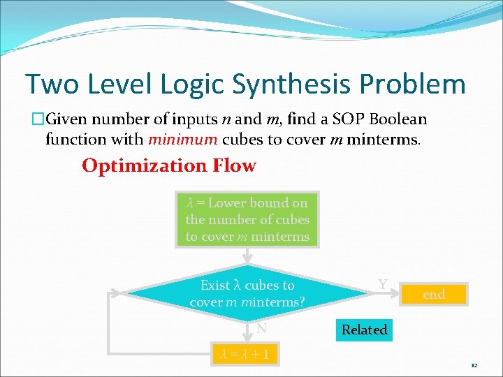 Two Level Logic Synthesis Problem �Given number of inputs n and m, find a