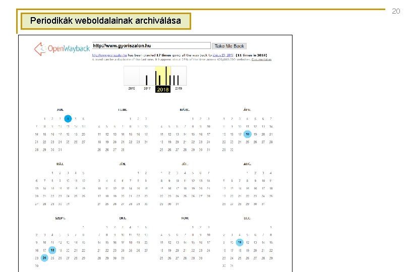 20 Periodikák weboldalainak archiválása 