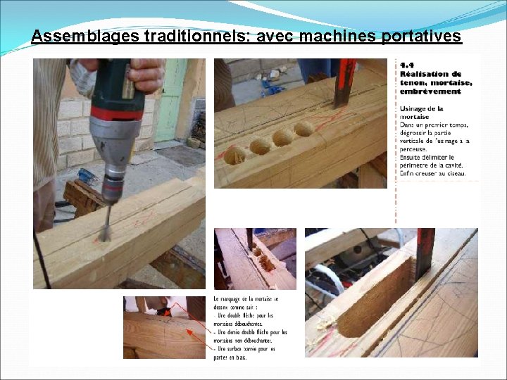 Assemblages traditionnels: avec machines portatives 