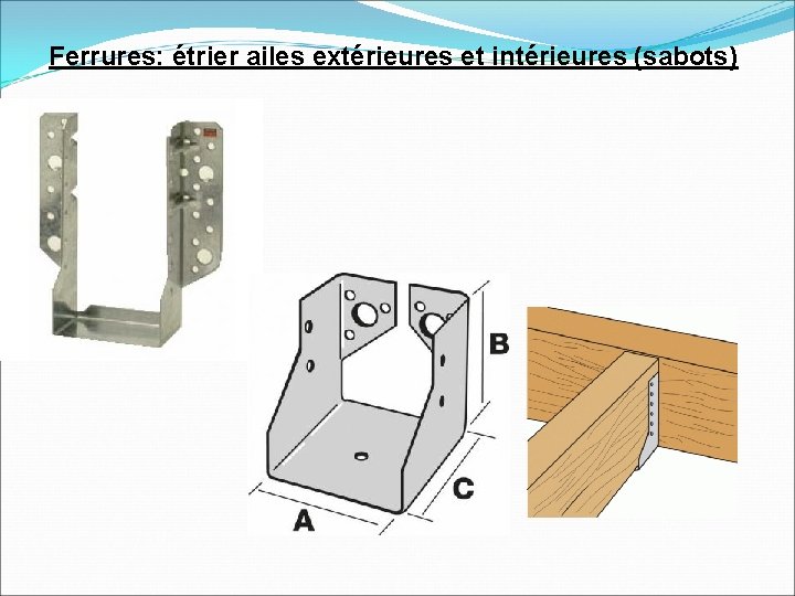 Ferrures: étrier ailes extérieures et intérieures (sabots) 