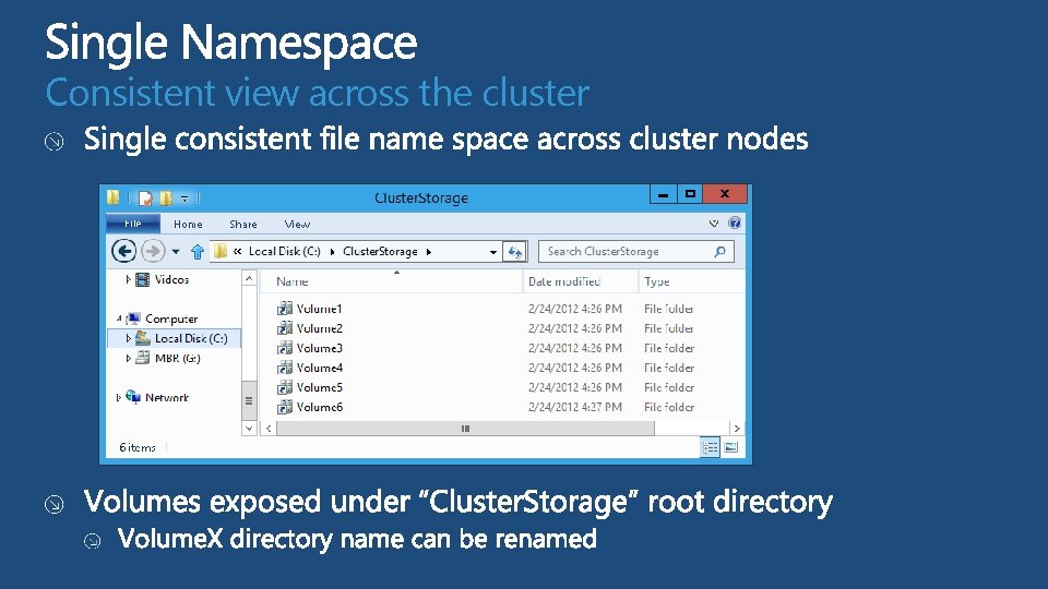 Consistent view across the cluster 