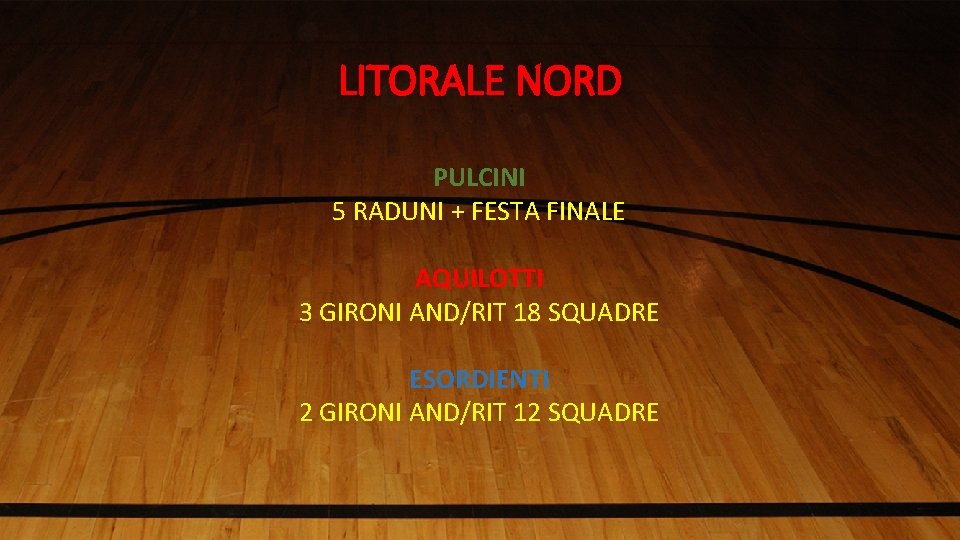 LITORALE NORD PULCINI 5 RADUNI + FESTA FINALE AQUILOTTI 3 GIRONI AND/RIT 18 SQUADRE