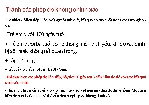 Tránh các phép đo không chính xác Đo nhiệt độ liên tiếp 3 lần