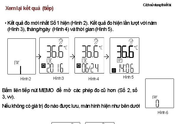 Cáchsửdụng thiết bị Xem lại kết quả (tiếp) • Kết quả đo mới nhất