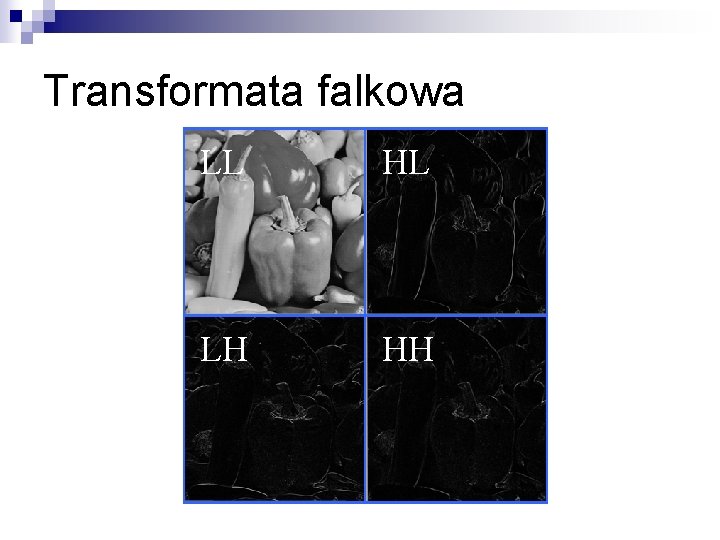 Transformata falkowa LL HL LH HH 