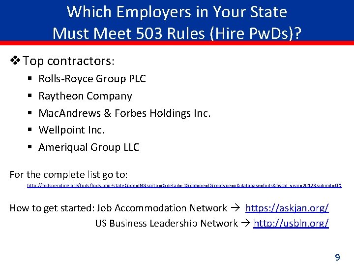 Which Employers in Your State Must Meet 503 Rules (Hire Pw. Ds)? v Top