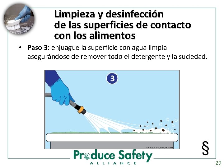 Limpieza y desinfección de las superficies de contacto con los alimentos • Paso 3: