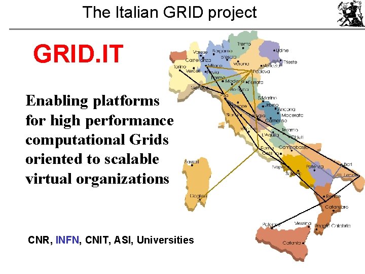 The Italian GRID project GRID. IT Enabling platforms for high performance computational Grids oriented