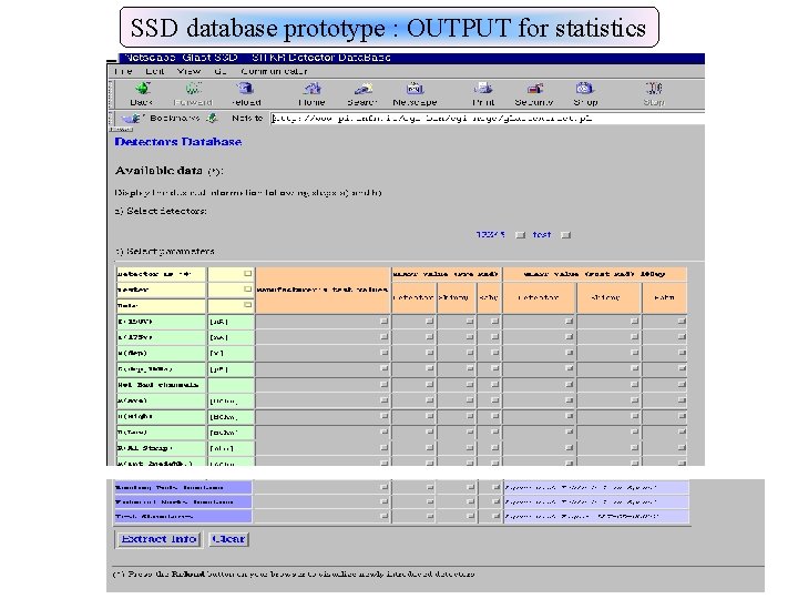 SSD database prototype : OUTPUT for statistics SSD database prototype : OUTPUT for statistics