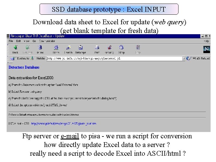 SSD database prototype : Excel INPUT Download data sheet to Excel for update (web SSD database prototype : Excel INPUT Download data sheet to Excel for update (web