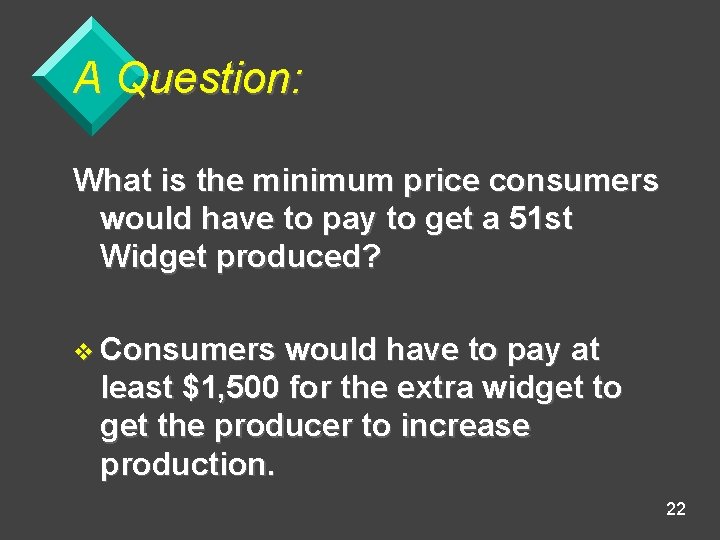A Question: What is the minimum price consumers would have to pay to get