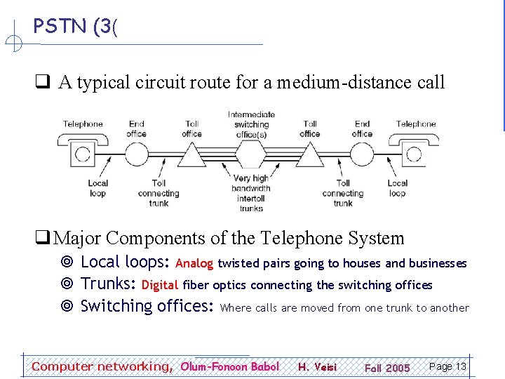 PSTN (3( q A typical circuit route for a medium-distance call q Major Components