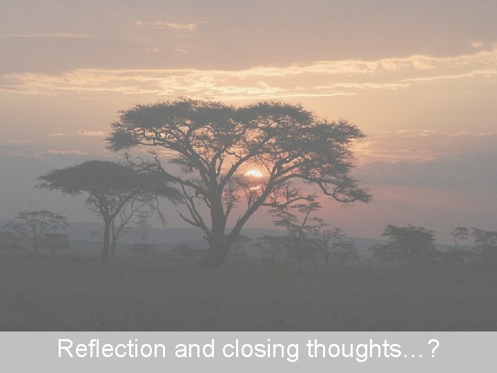 Reflection and closing thoughts…? 