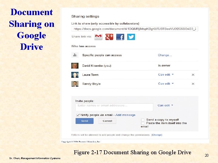 Document Sharing on Google Drive Figure 2 -17 Document Sharing on Google Drive Dr.
