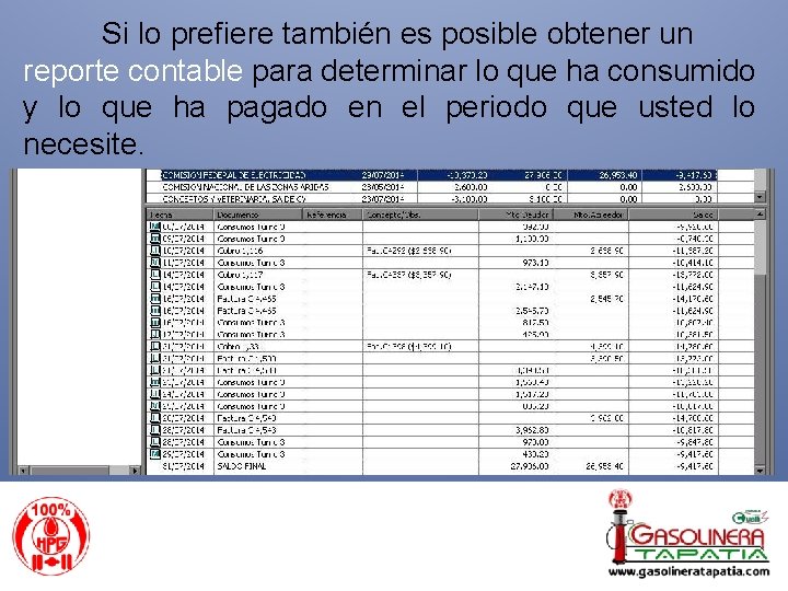 Si lo prefiere también es posible obtener un reporte contable para determinar lo que