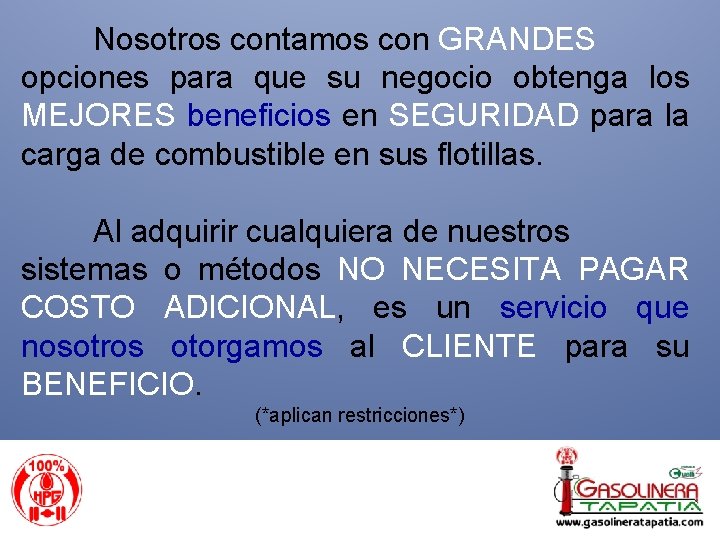 Nosotros contamos con GRANDES opciones para que su negocio obtenga los MEJORES beneficios en