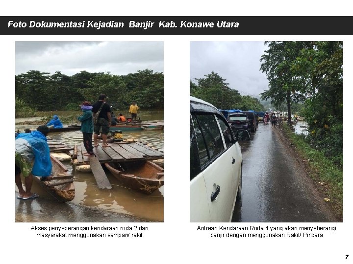 Foto Dokumentasi Kejadian Banjir Kab. Konawe Utara Akses penyeberangan kendaraan roda 2 dan masyarakat
