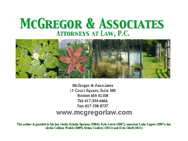 www. mcgregorlaw. com The author is grateful to his law clerks Kristin Spriano (2004),