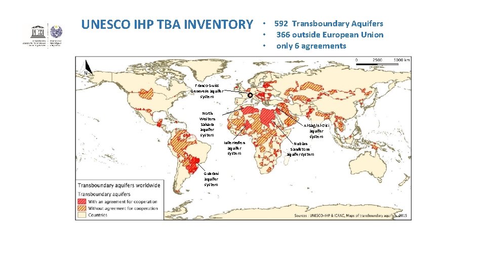 UNESCO IHP TBA INVENTORY • 592 Transboundary Aquifers • 366 outside European Union •