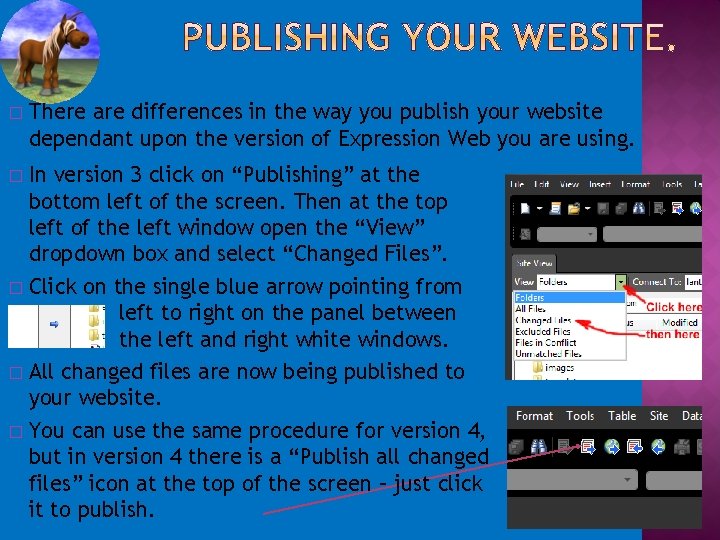 � There are differences in the way you publish your website dependant upon the