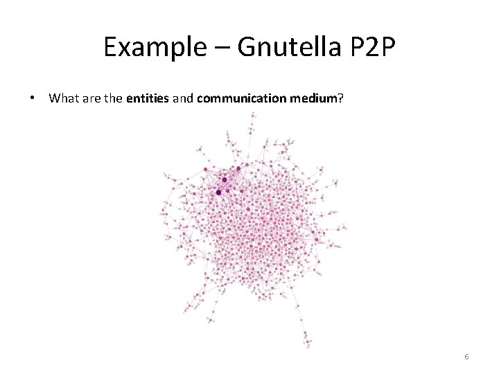 Example – Gnutella P 2 P • What are the entities and communication medium?