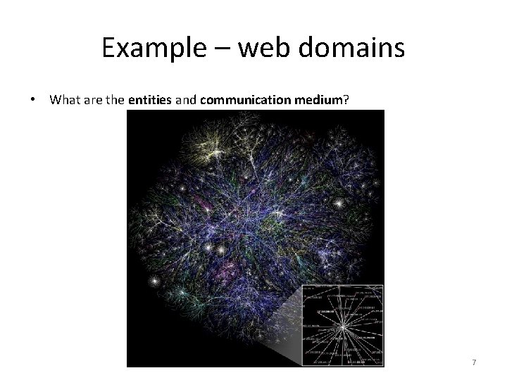 Example – web domains • What are the entities and communication medium? 7 