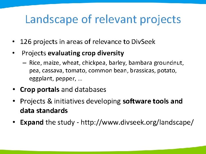 Landscape of relevant projects • 126 projects in areas of relevance to Div. Seek