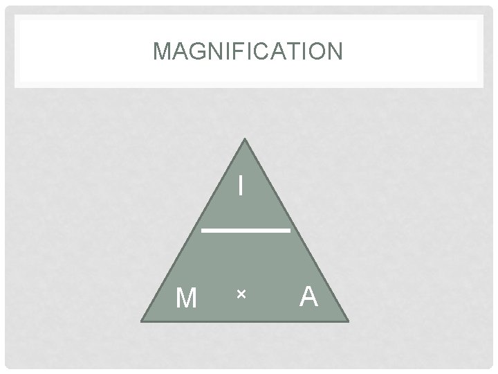MAGNIFICATION I M × A 