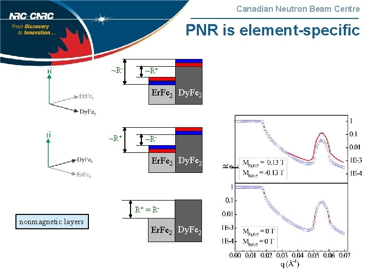 Canadian Neutron Beam Centre PNR is element-specific ~R- ~R+ Er. Fe 2 Dy. Fe