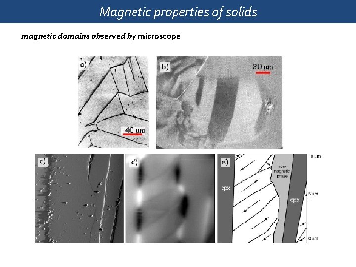 Magnetic properties of solids magnetic domains observed by microscope 