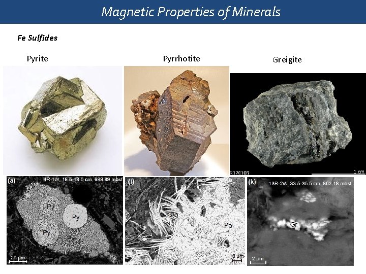 Magnetic Properties of Minerals Fe Sulfides Pyrite Pyrrhotite Greigite 