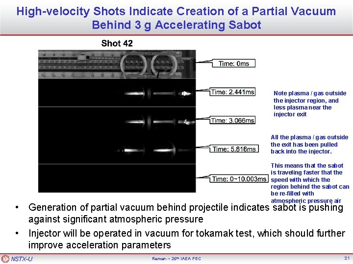 High-velocity Shots Indicate Creation of a Partial Vacuum Behind 3 g Accelerating Sabot Note