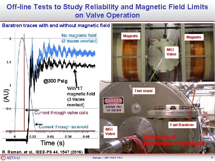 Off-line Tests to Study Reliability and Magnetic Field Limits on Valve Operation Baratron traces