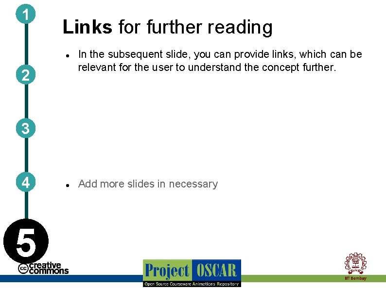 1 Links for further reading 2 In the subsequent slide, you can provide links,