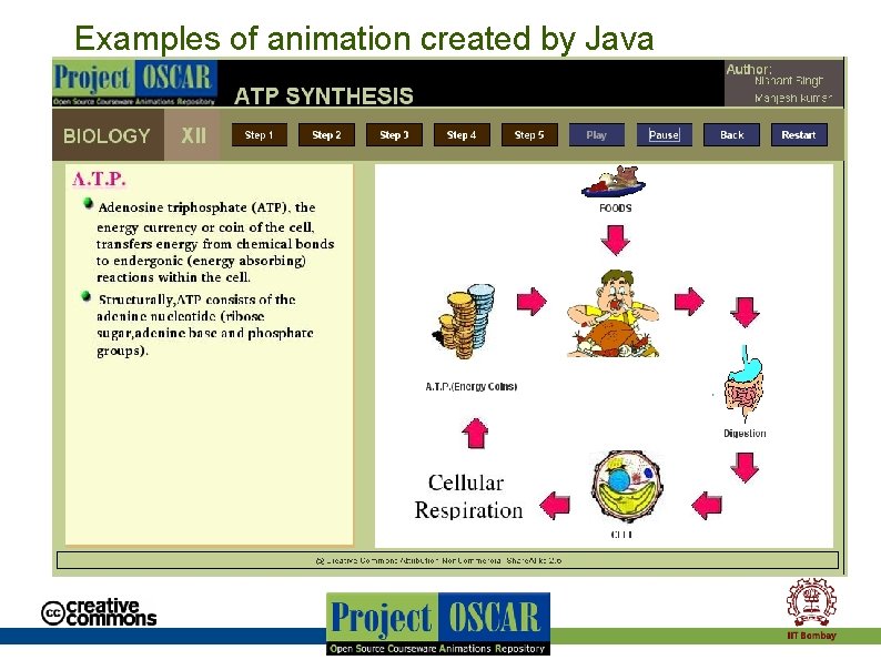 Examples of animation created by Java 