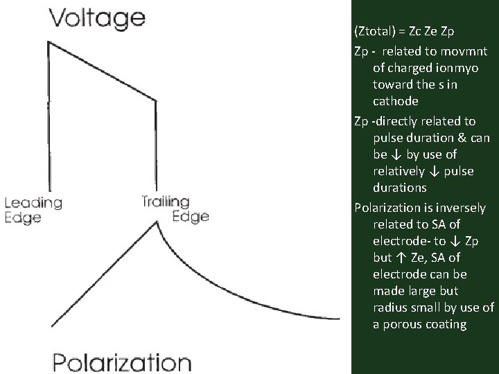 (Ztotal) = Zc Ze Zp Zp - related to movmnt of charged ionmyo toward