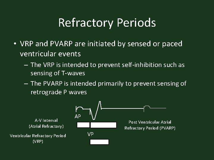 Refractory Periods • VRP and PVARP are initiated by sensed or paced ventricular events