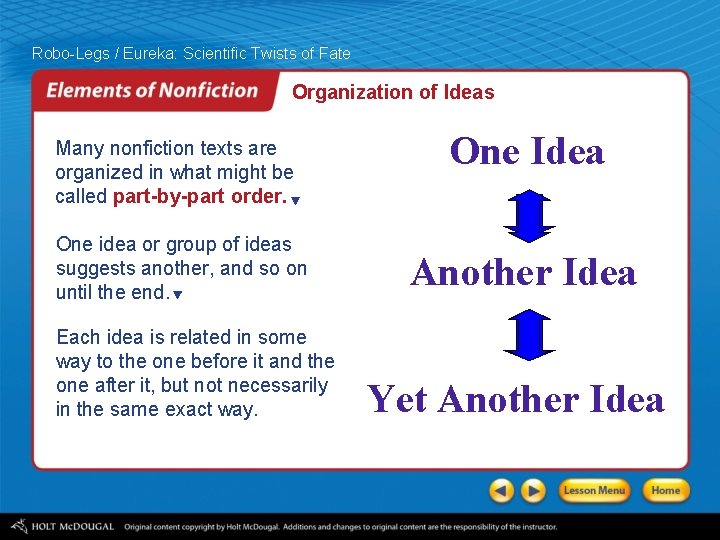 Robo-Legs / Eureka: Scientific Twists of Fate Organization of Ideas Many nonfiction texts are Robo-Legs / Eureka: Scientific Twists of Fate Organization of Ideas Many nonfiction texts are