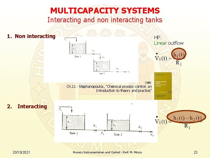 MULTICAPACITY SYSTEMS Interacting and non interacting tanks 1. Non interacting HP: Linear outflow see: