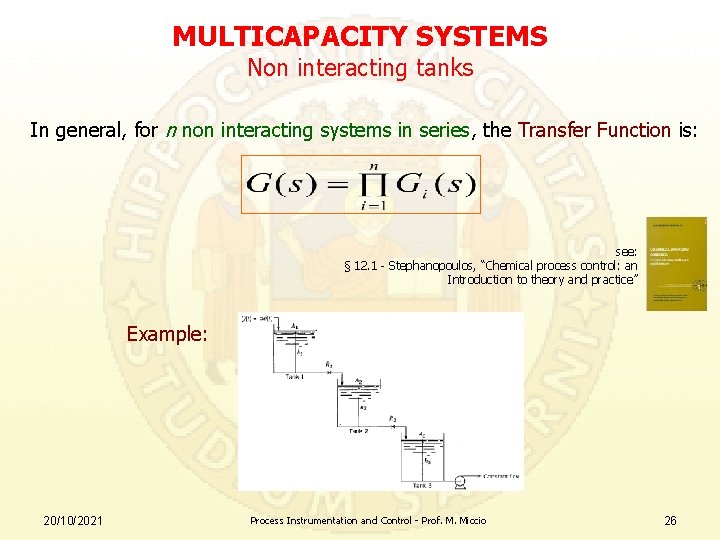 MULTICAPACITY SYSTEMS Non interacting tanks In general, for n non interacting systems in series,