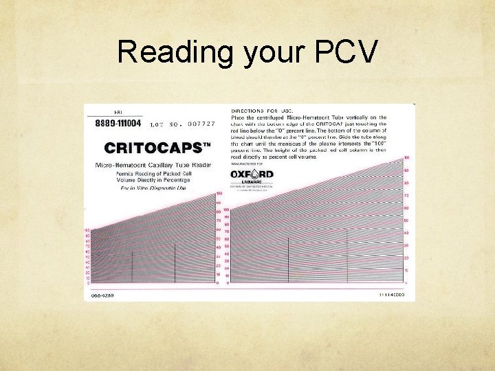 Reading your PCV 