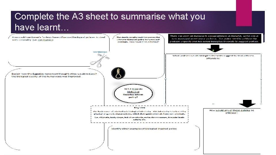 Complete the A 3 sheet to summarise what you have learnt… 