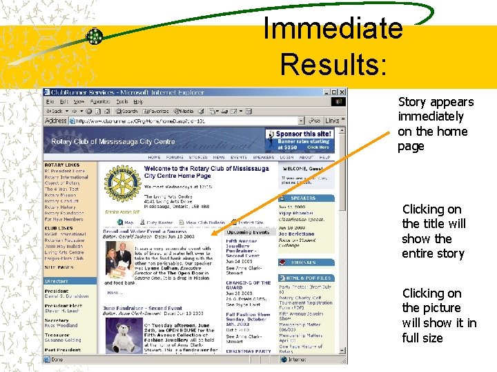 Immediate Results: Story appears immediately on the home page Clicking on the title will