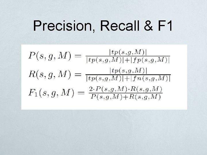 Precision, Recall & F 1 