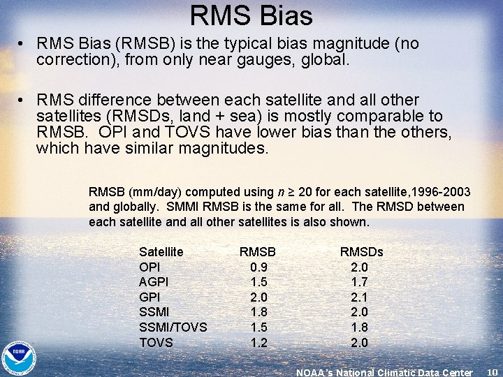 RMS Bias • RMS Bias (RMSB) is the typical bias magnitude (no correction), from