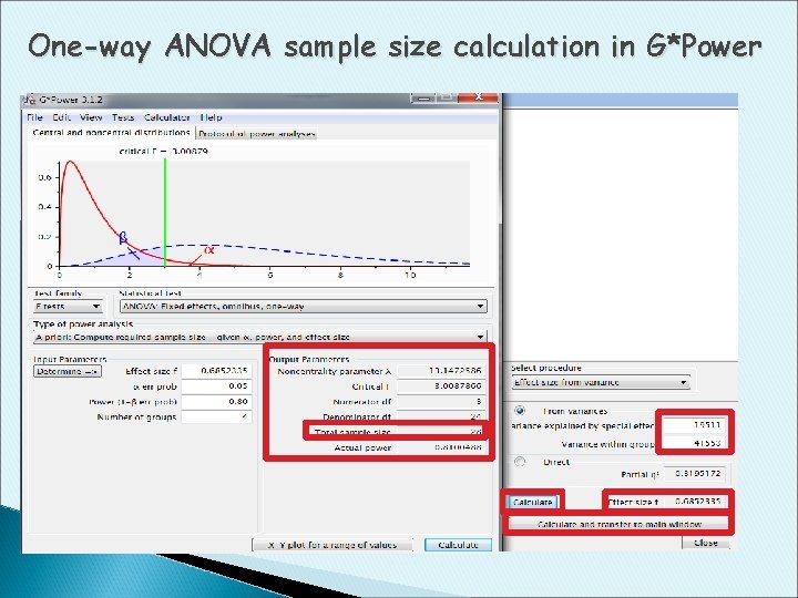 One-way ANOVA sample size calculation in G*Power 